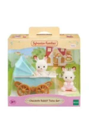 Sylvanian Bliźniaki królików z czekoladowymi uszami z wózkiem dziecięcym