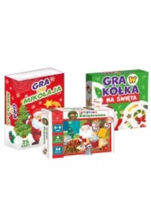 Zestaw gier świątecznych: Gra od Mikołaja, Loteryjka świąteczna, Gra w Kółka na Święta