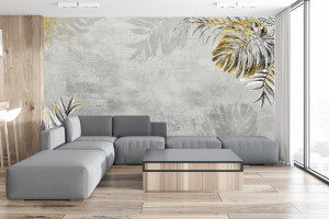 Fototapeta liście monstery na betonie, monstera, liście 5449