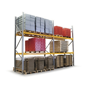 Modułowy regał paletowy z 3 poziomami, ładowność na poziom do 2400 kg, element dodatkowy, dł. 3300 mm, wys. 4,5m