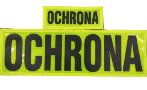 Komplet napisów pryzmatycznych odblaskowych OCHRONA