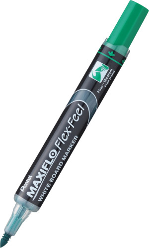 Marker z tłoczkiem Pentel Maxiflo do białych tablic, końcówka Flex Feel, kolor zielony