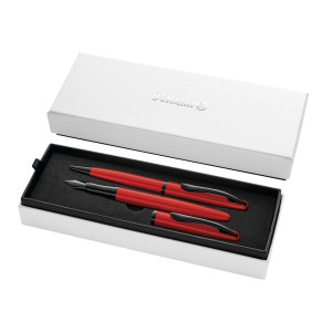 ZESTAW PELIKAN JAZZ NOBLE ELEGANCE RED: PIÓRO WIECZNE + DŁUGOPIS