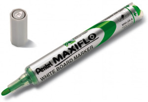 Marker z tłoczkiem Pentel Maxiflo S do białych tablic, okrągła końcówka, kolor zielony
