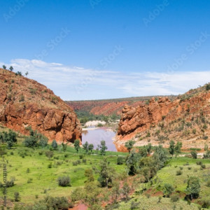 Obraz na płótnie canvas czteroczęściowy "tetraptyk" Widok z lotu ptaka wąwozu helen helen, australia