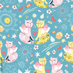 Obraz na płótnie canvas dwuczęściowy "dyptyk" Wzór z kotami miłośników