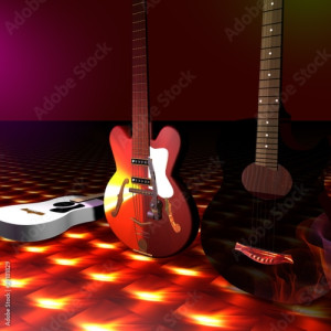 Obraz na płótnie canvas dwuczęściowy "dyptyk" Gitara 3 modele