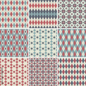 Obraz na płótnie canvas trzyczęściowy "tryptyk" Kolekcja bezszwowych wzorów w stylu argyle