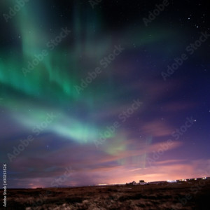 Obraz na płótnie canvas trzyczęściowy "tryptyk" Aurora borealis (zorza polarna)