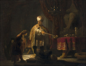 Daniel and Cyrus Before the Idol Bel, Rembrandt - plakat Wymiar do wyboru: 60x40 cm