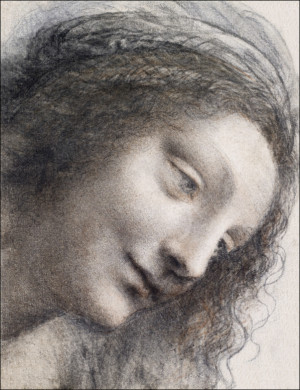 The Head of the Virgin in Three-Quarter View Facing Right, Leonardo Da Vinci - plakat Wymiar do wyboru: 61x91,5 cm