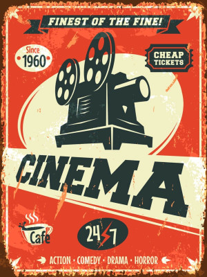 Kino - retro plakat Wymiar do wyboru: 70x100 cm