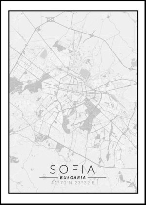 Sofia, Bułgaria mapa kolorowa - plakat Wymiar do wyboru: 21x29,7 cm