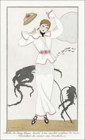 Costumes Parisiens, no.21: Robe de drap blanc from Journal des Dames et des Modes, George Barbier - plakat Wymiar do wyboru: 40x60 cm