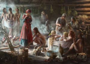 Łaźnia wikińska - plakat Wymiar do wyboru: 60x40 cm