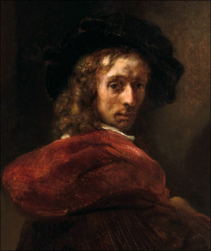 Man in a Red Cloak, Rembrandt - plakat Wymiar do wyboru: 70x100 cm