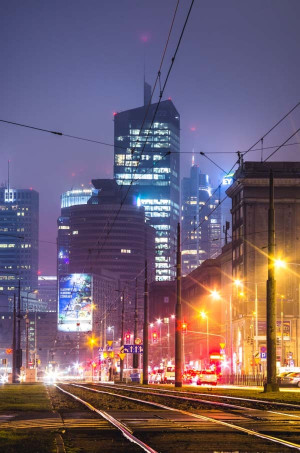 Warszawa City - plakat premium Wymiar do wyboru: 42x59,4 cm