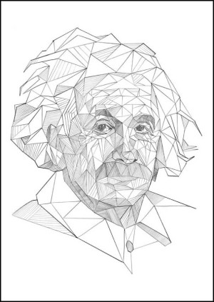 Geometryczny Albert Einstein - plakat Wymiar do wyboru: 60x80 cm
