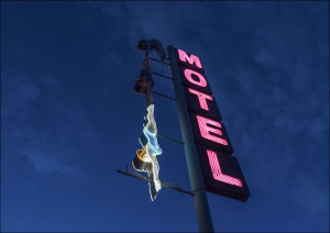 Creative "diver" neon sign at the old Starlight Motel in Mesa, Arizona., Carol Highsmith - plakat Wymiar do wyboru: 30x20 cm