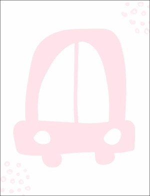 Różowe auto - plakat Wymiar do wyboru: 21x29,7 cm