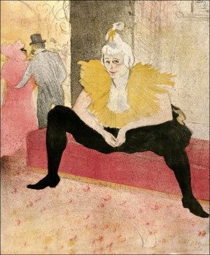 The Seated Clowness (Mademoiselle Cha u ka o) (from the series Elles), Henri de Toulouse-Lautrec - plakat Wymiar do wyboru: 29,7x42 cm