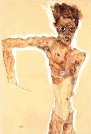 Self Portrait, Egon Schiele - plakat Wymiar do wyboru: 30x40 cm