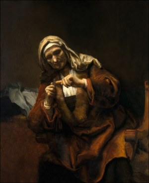 Old Woman Cutting Her Nails, Rembrandt - plakat Wymiar do wyboru: 60x80 cm