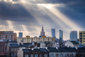 Warszawa Objawienie Panorama Miasta - plakat premium Wymiar do wyboru: 40x30 cm