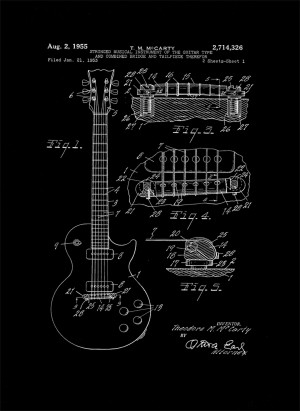 Patent Gitara Elektryczna Projekt 1955  - retro plakat Wymiar do wyboru: 30x45 cm