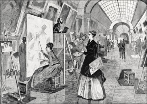 Art Students and Copyists in the Louvre Gallery, Paris, Winslow Homer - plakat Wymiar do wyboru: 42x29,7 cm
