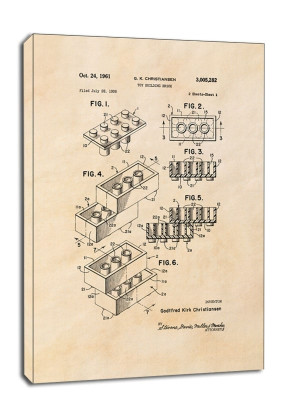 Patent, Lego 1961 sepia - obraz na płótnie Wymiar do wyboru: 70x100 cm