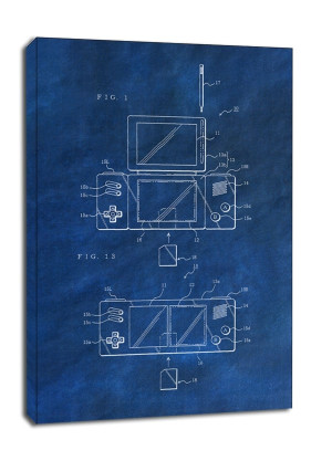 Patent, Konsola Nintendo 2013 Niebieska - obraz na płótnie Wymiar do wyboru: 60x80 cm