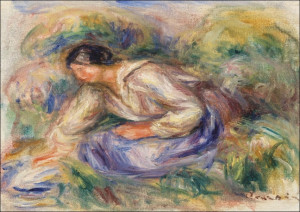 Woman in Blue Skirt, Auguste Renoir - plakat Wymiar do wyboru: 50x40 cm