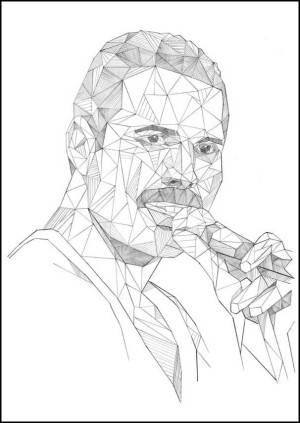 Geometryczny Freddy Mercury - plakat Wymiar do wyboru: 70x100 cm