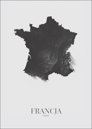 Francja mapa czarno biała - plakat Wymiar do wyboru: 40x60 cm