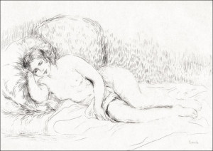 Woman Reclining, to the Left, Auguste Renoir - plakat Wymiar do wyboru: 100x70 cm