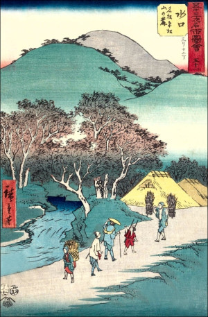 Minakuchi Famous Pine Trees at the Foot of Mt. Hiramatsu, Hiroshige Ando - plakat Wymiar do wyboru: 60x80 cm