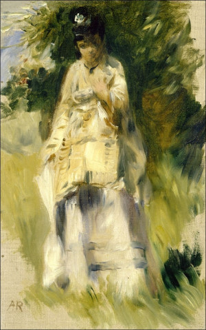 Woman Standing by a Tree, Auguste Renoir - plakat Wymiar do wyboru: 40x50 cm