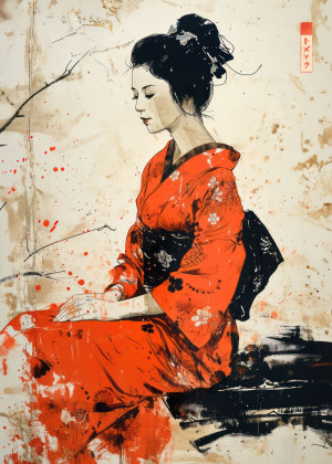 Geisha - plakat Wymiar do wyboru: 61x91,5 cm