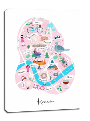 Kraków mapa - obraz na płótnie Wymiar do wyboru: 40x60 cm