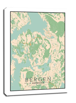 Bergen mapa kolorowa - obraz na płótnie Wymiar do wyboru: 40x50 cm