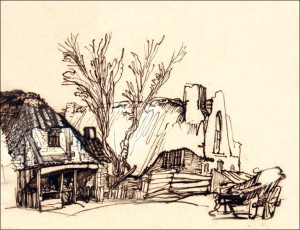 Two Cottages, Rembrandt - plakat Wymiar do wyboru: 29,7x21 cm