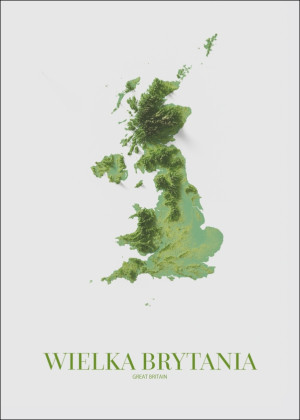 UK II, mapa - plakat Wymiar do wyboru: 30x40 cm