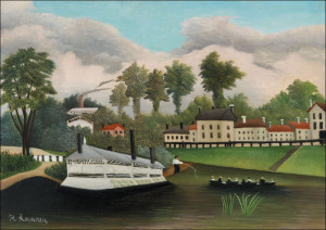 The Laundry Boat of Pont de Charenton, Henri Rousseau - plakat Wymiar do wyboru: 40x30 cm