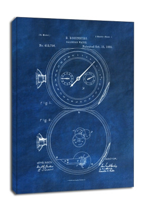 Patent, Zegarek z Kalendarzem Projekt z 1889 Niebieskie - obraz na płótnie Wymiar do wyboru: 61x91,5 cm