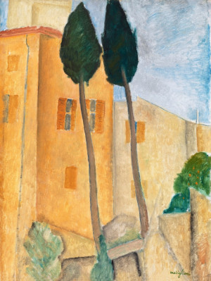 Amedeo Modigliani Cyprès et maisons à Cagnes (1919) - plakat Wymiar do wyboru: 40x60 cm