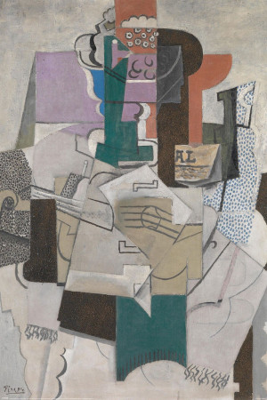 Pablo Picasso Fruit Dish, Bottle and Violin - plakat