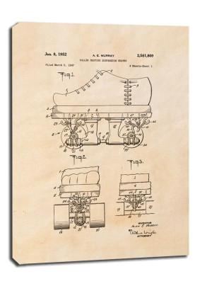 Patent Łyżworolki Projekt z1952, sepia - obraz na płótnie Wymiar do wyboru: 61x91,5 cm