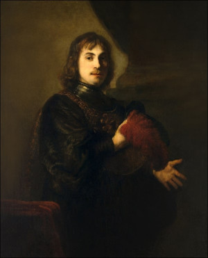 Portrait of a Man with a Breastplate and Plumed Hat, Rembrandt - plakat Wymiar do wyboru: 20x30 cm