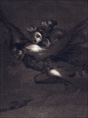 Plate 64 from Los Caprichos- Bon Voyage (Buen Viage), Francisco Goya - plakat Wymiar do wyboru: 30x40 cm